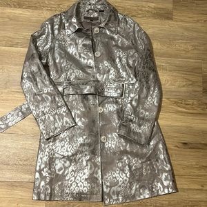 🇨🇦 VIA SPIGA Metallic Animal Print Trench Coat